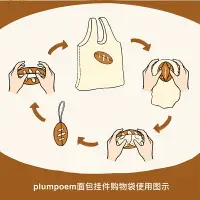 在飛比找樂天市場購物網優惠-plumpoem原創杜邦紙環保購物袋可愛面包掛件收納袋便攜防