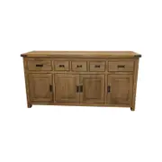 Gloriosa Buffet Table 180cm 4 Door 5 Drawer Solid Mango Timber Wood - Honey Wash