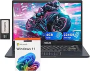 [ASUS] 14" FHD Ultra-Light Laptop, Intel Pentium N6000, 4GB RAM, 224GB Storage (64GB eMMC+160GB Docking Station Set), Intel UHD Graphics, AI-Powered, Copilot Ready, Long Battery Life, Windows 11, Black