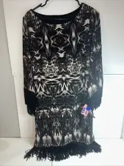 R &M Richard’s Dress BNWT Black Taupe Style 9094 Knee Length Washable