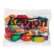 KEVRON KID5 Bag Of 50 MIXED Plastic Click Key Ring Tags-FREE POST In Aust.