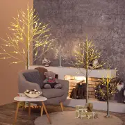 Costway3PCS Lighted Artificial Twig Birch Tree with Warm White LED Lights