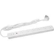 HPM D105MS6WE4 Outlets Master Switch 2400W 10A Power Board w/ 3m Cord White