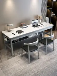 在飛比找樂天市場購物網優惠-辦公桌 書桌 電腦桌 工作桌巖板書桌現代輕奢電腦桌辦公桌家用