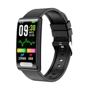 Smart Watch With Heart / Bp Oxygen Sugar Monitoring Silicone Strap Colour Screen Black Smart Watches