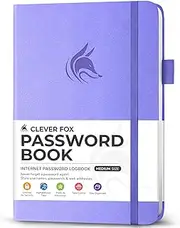 Clever Fox Password Book with tabs. Internet Address and Password Organizer Logbook with Alphabetical tabs. Medium Size Password Keeper Journal Notebook for Computer & Website Logins (Lavender)