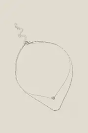 [Rubi] Rubi - 2Pk Fine Chain Necklace - Silver plated tiny heart OS SILVER PLATED TINY HEART