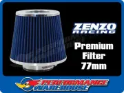 Zenzo Racing 3 Inch 77mm Performance Pod Air Filter Chrome Top Blue Filter