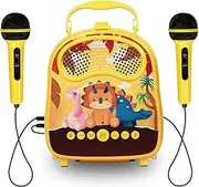 Kids Karaoke Machine for Girls Boys with 2 Microphones Children Karaoke Singing Machine Toddler Singing Toys Recording Voice Changing Speaker for Party Christmas Birthday Gift (Yellow)