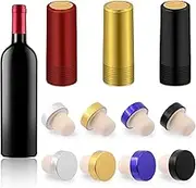 Glarks 54Pcs Wine Bottle Cork Tops Stoppers and PVC Heat Shrink Capsules Kit, 4 Colors T-Shaped Wine Corks and 3 Colors Wine Bottle Seals Shrink Caps Set for Wine Beer Bottles, Wine Making and Decor