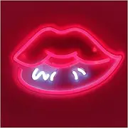 Sign Lamp Red White Lips Neon Sign USB Powered Dimmable Lights Signs For Club Gallery Shop Party Wall Decoration 18.5cm×29.5cm