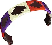 CARLOS DIAZ Designer Genuine Leather Waxed Embroidered Polo Horse Bridle Browband (Full (Horse) 16 inches)