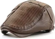 [LAIFEKE] Men's Classic Gatsby Hat PU Leather Flat Caps Winter Cabbie Newsboy Hat Outdoor Windproof Waterproof Hat Casquette