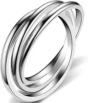 [Jude Jewelers] Stainless Steel Three-in-One Braided Interlocking Infinity Wedding Band Promise Anniversary Ring
