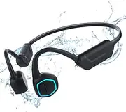 Bone Conduction Headphones, IPX8 Waterproof & 32GB Wireless MP3 Player - 8H Battery,Comfortable Silicone Ear Hooks (Glasses-Compatible) | No Sound Leakage+Stereo,Running Workouts,Black