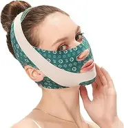 Collagen Night Wrapping Mask, Face Lifting Bandage, V Line Lifting Mask, Lifting Belt, Reusable V Line Chin Strap, Anti Wrinkle Bandage Improved Version Green