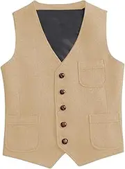[HEYDHSDC] Men'S Business Silver Vest Jacket Slim Fit Prom Wool Blazer Double Breasted Waistcoat For Party Wedding Champagne Xl