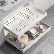 ACA White Kitchen Bath Storage Shelf Organizer Sliding Cabinet Basket Pull Out Drawer 43.5-68x42cm