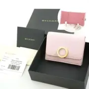 Bvlgari B.ZeroOne Mini Wallet Pink Leather Box & Warranty Included From Japan