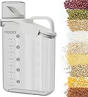 BAKAMITAYI Rice Dispenser, kitchen storage container, sealed food storage with pouring port, suitable for oatmeal, grains, rice, flour (2800ML) (White)