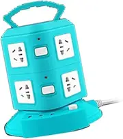 Multifunctional Power Strip Tower USB Overload for Home Office Portable 10A (Peacock Green 2 Layer)