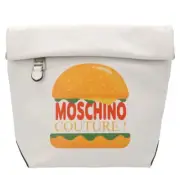 SS22 Moschino Couture Jeremy Scott The Diner White Leather Lunch Bag Hamburger