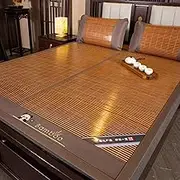 GUAWJRZDP Summer Cooling Bamboo Mat, Foldable Double Sided Bamboo Mat for Bed, Bamboo and Rattan Woven Cooling Mat, Cool Sleeping Mattress, Breathable Cool Absorb Sweat Sleeping Bamboo Mat(180x200cm/7