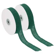 1" Wide 10 Yards Burlap Fabric Ribbon 2pcs Jute Crafts Roll Wrapping Green