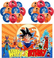 Goku Birthday Party Decoration Set, Happy Birthday Background, Cartoon Party Latex Balloon, for Boys and Girls, Anime Birthday Decoration