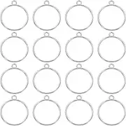 uxcell 16 Pcs Open Bezel, Round Resin Bezels Pendants Open Back Bezels Metal Hollow Frame Charm for DIY Resin Crafts Earrings Jewelry Making, Silver