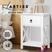 Artiss Bedside Tables Drawers Side Table Nightstand Lamp Chest Unit Cabinet x2