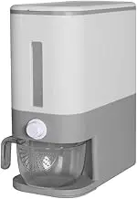 TOQUE Rice Cereal Dispenser Single Auto Grain Container Box Food Storage Case 12L Grey, Pantry Containers Dry Food Grain with Measuring Cup, Large Capacity Kitchen Organiser, Clear Plastic Home Box