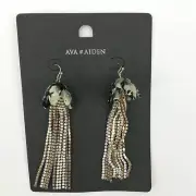 Ava & Aiden Dangly Metallic Rhinestone Earrings Flower-like Shell Cap
