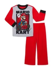 Mario Kart Pajama Set Boy's Large (10/12) Red PJ Long Sleeve Shirt & Pants NEW