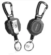 SHENGXIN 2 Pack Retractable Keychain Heavy Duty Carabiner Badge Holder, 32” Stee