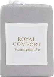 Royal Comfort Sheet Set Polar Fleece Ultra Soft Bedding 1 x Flat Sheet, 1 x Fitted Sheet, 2 x Pillowcases, (4 Pcs, King, Grey)