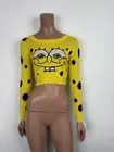 Vtg Moschino Couture! AW2014 Yellow Virgin Wool SpongeBob Knit Crop Top 38 XS