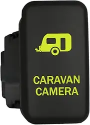 12V 3A ON-OFF Push Switch 8C43NG Laser etched CARAVAN CAMERA dual LEDs in LIGHT GREEN For Toyota Hilux LandCruiser 70 100 Kluger Prado 120 HiAce FJ Cruiser and more