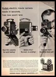 1963 Eastman Kodak Electric 8 Zoom 8mm Home Movie Camera Vintage Print Ad