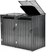PLANTCRAFT Double Steel Wheelie Garbage Bin Storage Shed, Enclosure with 2 Opening Doors