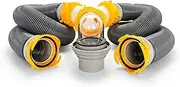 Camco 39666 Deluxe 20' Sewer Hose Kit with Swivel Fittings and Wye Connector - Ready to Use Kit Complete with Sewer Wye and Elbow Fittings, Hoses, and Storage Caps
