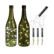 3pcs AA Battery String Lights Silver LED Wine Bottle Lights Battery Powered Cork Shape Glass Bottle Stopper Lamp Christmas Garlands Decor