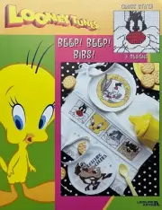 LOONEY TUNES Counted Cross Stitch Beep! Bibs! BUGS/TAZ/TWEETY Leisure Arts 3495