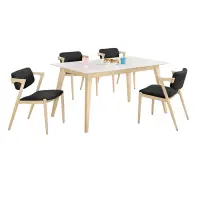 在飛比找Yahoo奇摩購物中心優惠-文創集 波爾4.7尺岩板實木餐桌皮餐椅組合(一桌四椅組合)-