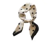 S86 70cm White Polka Dot Flower Silk Scarf Square Scarf Spring and Autumn Thin Section Decorative Neck Guard Dress Scarves Female