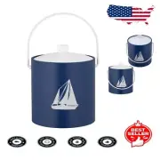 Traditional 3qt Insulated Ice Bucket with Leatherette Finish - Easy to Clean