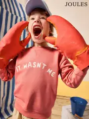 Joules Kids Sundaze Red Crew Neck Slogan Sweatshirt (E96144) | $37 - $42