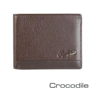 【Crocodile】鱷魚皮件 真皮短夾 6卡 上翻窗格 拉鍊零錢 男夾 0103-3353(Classic經典系列)