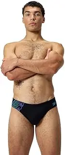 [Speedo] Men's 7cm Tech Panel Brief, Black/Cobalt Pop, 36