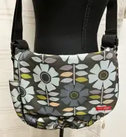 SKIP HOP CANVAS CROSSBODY MESSENGER/DIAPER BAG NEUTRAL FLORAL NWOT